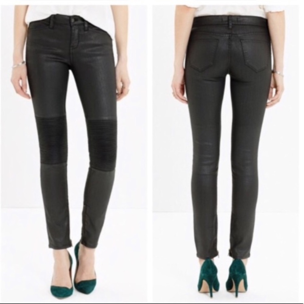 Madewell Black Moto Coated Skinny Jeans